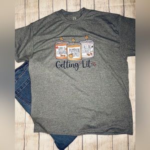 SALE- New Fall "Getting Lit"' Graphic T-Shirt sz.
XL.  Pumpkin Spice Candles